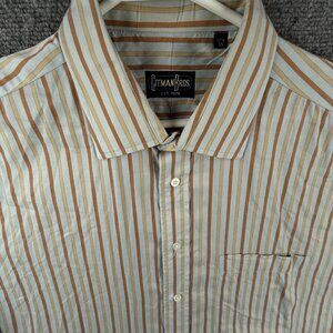 Gitman Bros Men Button Shirt Striped Colorful 17.5 35 Long Sleeve Cotton Adult *